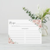 Sage Greenery Pink Floral Dusty Roos Recipe Kaart (Staand voorkant)