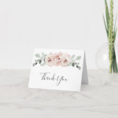 Sage Greenery Pink Floral Dusty Roos Wedding Bedankkaart (Voorkant)
