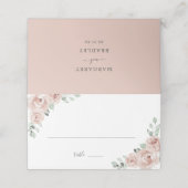 Sage Greenery Pink Floral Dusty Roos Wedding Plaatskaartje (Buitenkant ongevouwen)