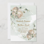 Sage Greenery Rose Wedding Kaart (Voorkant)