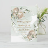 Sage Greenery Rose Wedding Kaart (Staand voorkant)