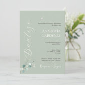 Sage Greenery Spanish Baptism Girl invitation Kaart (Staand voorkant)