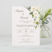 Sage Greenery Spanish Wedding Invitation Kaart (Staand voorkant)
