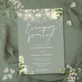 Sage Greenery String Lights Trouwavondfeest Kaart