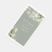 Sage Greenery String Lights Wedding Servet (Hoek)