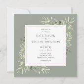 Sage Greenery Wedding Botanische Waterverf Kaart (Voorkant)