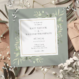 Sage Greenery Wedding Botanische Waterverf Kaart