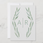 Sage Greenery Wedding Invitation, botanisch Kaart (Achterkant)
