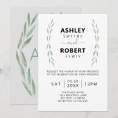 Sage Greenery Wedding Invitation, botanisch Kaart (Voorkant / Achterkant)
