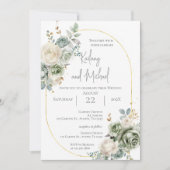 Sage Greenery Wedding Invitation Kaart (Voorkant)