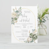 Sage Greenery Wedding Invitation Kaart (Staand voorkant)