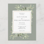 Sage Greenery Wedding Photo Invitation Briefkaart (Voorkant)