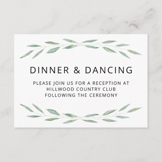 Sage Greenery Wedding Reception Kaart, botanisch Informatiekaartje (Voorkant)