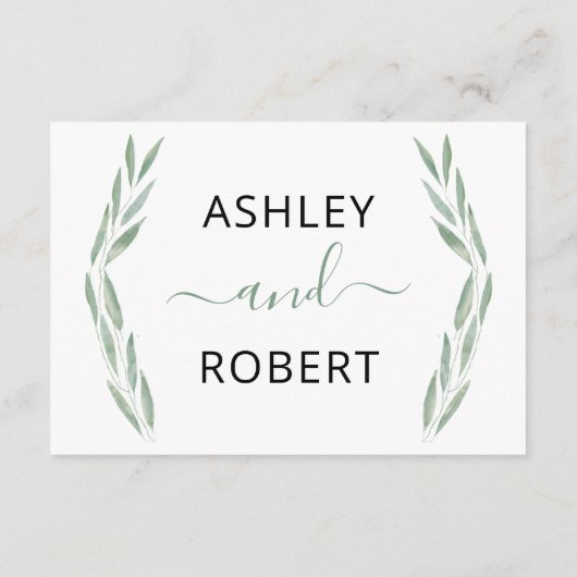 Sage Greenery Wedding Reception Kaart, botanisch Informatiekaartje (Achterkant)