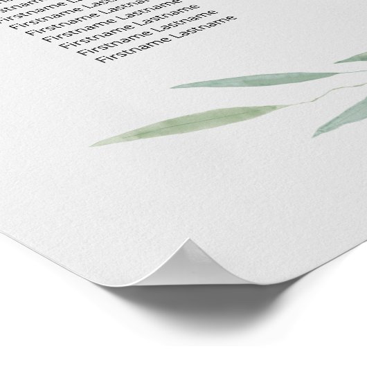 Sage Greenery Wedding Seating Chart, botanisch Poster (Hoek)