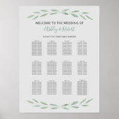 Sage Greenery Wedding Seating Chart, botanisch Poster (Voorkant)