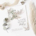 Sage Greenery White Flowers Pampas Grass Wedding Kaart<br><div class="desc">Groene groene groen,  witte bloemen en pampas-gras-boho trouwuitnodigingen</div>