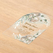 Sage Greenery White Rose Wedding Acryl Uitnodigingen (Laagn)