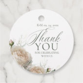 Sage Greenery White Rose Wedding Bedankjes Labels (Achterkant)