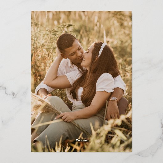 Sage Greenery White Rose Wedding Folie Uitnodiging (Achterkant)