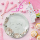 Sage Greenery White Rose Wedding Papieren Bordje (Feest)