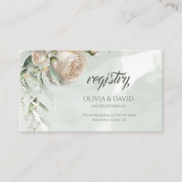 Sage Greenery White Rose Wedding Registry Informatiekaartje