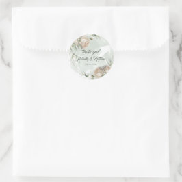 Sage Greenery White Rose Wedding Ronde Sticker