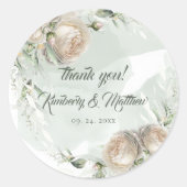 Sage Greenery White Rose Wedding Ronde Sticker (Voorkant)