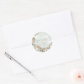 Sage Greenery White Rose Wedding Ronde Sticker (Envelop)