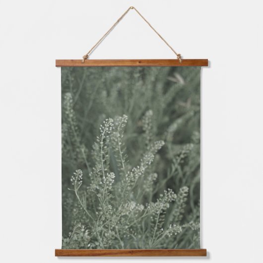 Sage Greenery Wilde Botanische Natuur Scroll Hangend Wandkleed (Voorkant)