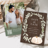 Sage Greenery Witte Pompoen Hout Trouwfoto Save The Date