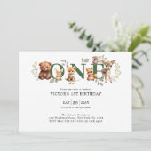 Sage Greenery Woodland Animals 1e eerste verjaarda Kaart (Staand voorkant)