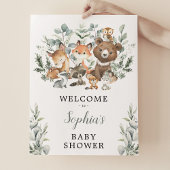 Sage Greenery Woodland Animals Baby shower Welkom Poster