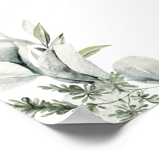 Sage Greenery Woodland Animals Baby shower Welkom Poster (Hoek)