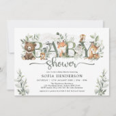 Sage Greenery Woodland Dieren Neutraal Baby shower Kaart (Voorkant)