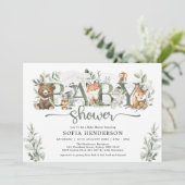 Sage Greenery Woodland Dieren Neutraal Baby shower Kaart (Staand voorkant)