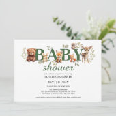 Sage Greenery Woodland Dieren Neutraal Baby shower Kaart (Staand voorkant)