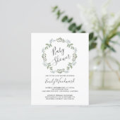 Sage Greenery Wreath Baby shower Invitation (Staand voorkant)