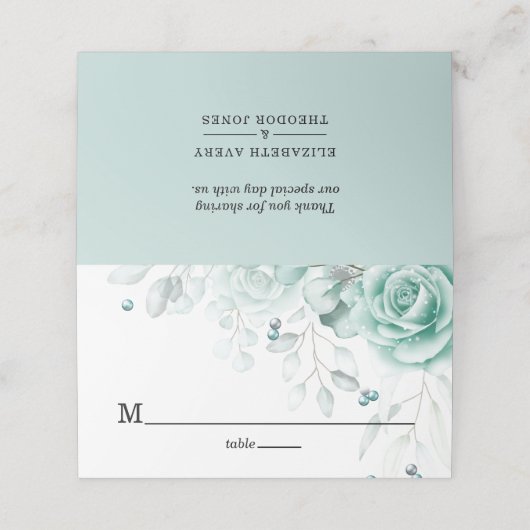 Sage greens Bloemen Bruiloft Luxe Plaatskaartje (Buitenkant ongevouwen)