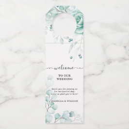 Sage greens Bloemenbruiloft gepersonaliseerd Flessenhanger