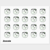 Sage & Grey Damask Double Monogram Sticker (Vel)