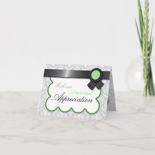 Sage & Grey Damask Elegant bedankt je kaarten (Voorkant)