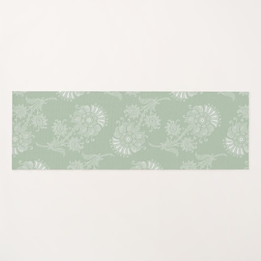 Sage Grey Green Floral Lace Yogamat (Voorkant (horizontaal))