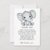 Sage Grey Olifant Baby shower Dank u kaart (Voorkant)