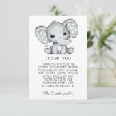 Sage Grey Olifant Baby shower Dank u kaart (Staand voorkant)