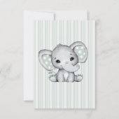 Sage Grey Olifant Baby shower Dank u kaart (Achterkant)
