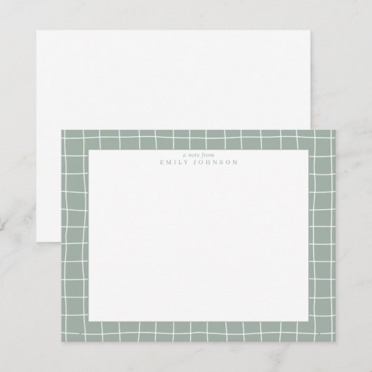 Sage Grid Frame Note Card Kaart (Voorkant / Achterkant)