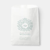 Sage grijs groen wit cirkel blad monogram bruiloft bedankzakje (Voorkant)