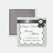 Sage & grijze Damask Sparen de Magnet van de Datum (Voorkant / Achterkant)
