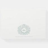 Sage grijze witte bladmonogram bruiloft gastenboek (Achterkant)